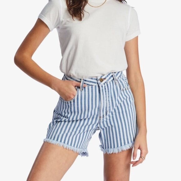 Billabong Pants - Billabong How Bout That Striped Denim Shorts Size 28